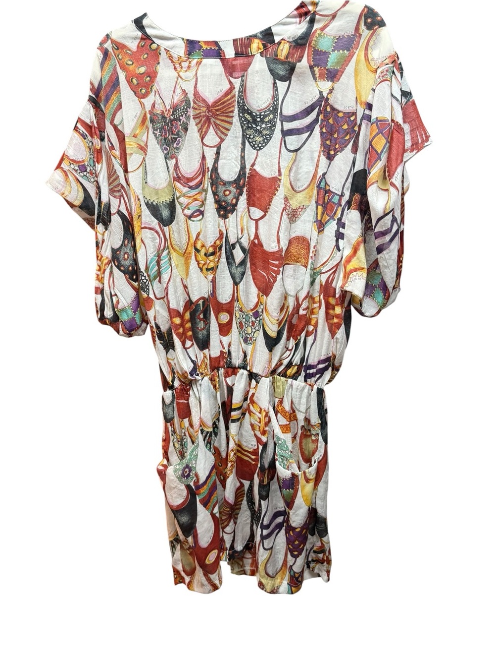 Beaulah Quirky Shoe Print Lightweight Dress with Pockets Size M Art-to-Wear